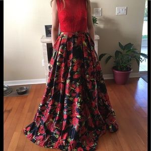 Red rose print dress